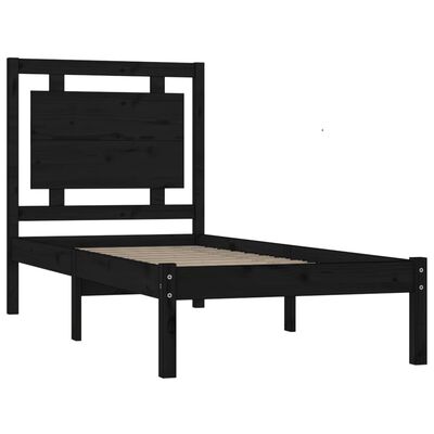 vidaXL Estructura de cama individual madera maciza negra 90x190 cm