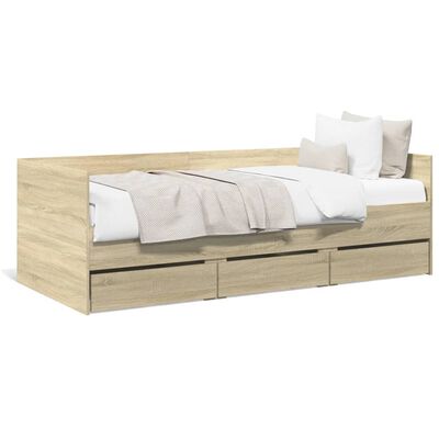 vidaXL Sofá cama con cajones sin colchón roble Sonoma 75x190 cm