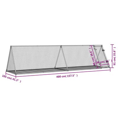 vidaXL Jaula para conejos acero galvanizado plateado 400x105x91 cm