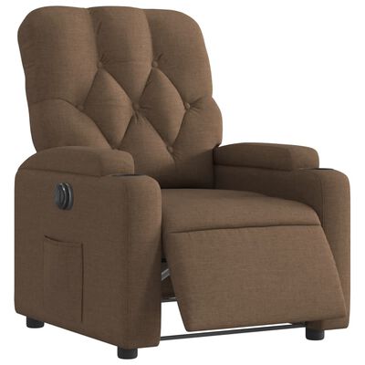 vidaXL Sillón reclinable eléctrico de tela marrón