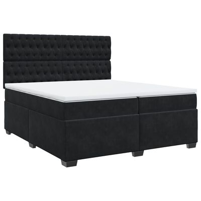 vidaXL Cama box spring con colchón terciopelo negro 200x200 cm