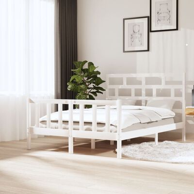 vidaXL Estructura de cama de madera maciza de pino blanco 140x200 cm