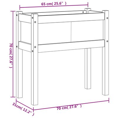 vidaXL Jardinera con patas madera maciza de pino 70x31x70 cm