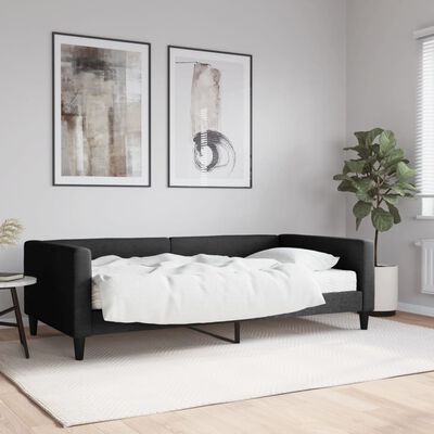 vidaXL Sofá cama con colchón tela negro 100x200 cm