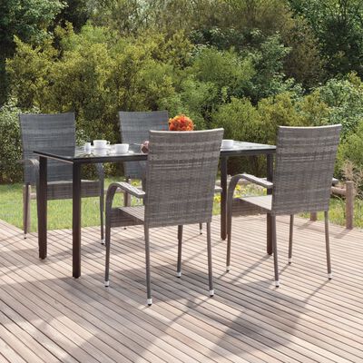 vidaXL Juego de comedor para jardín 5 piezas ratán sintético gris