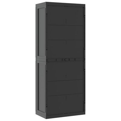 VidaXL Armario de almacenaje exterior PP gris y negro 65x37x165 cm