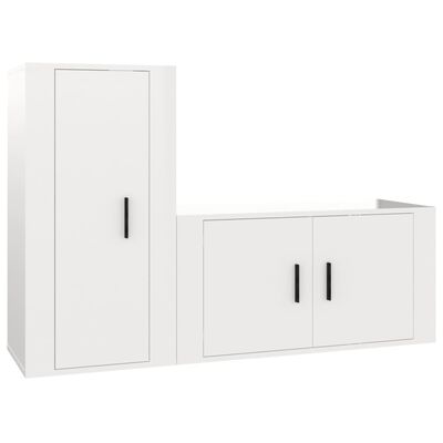 vidaXL Set de muebles de TV 2 pzas madera contrachapada blanco brillo