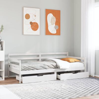 vidaXL Sofá cama con cajones madera maciza de pino 90x200 cm