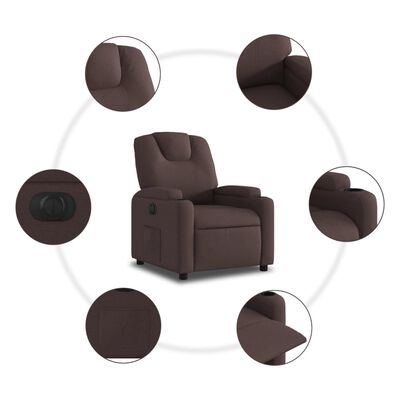 vidaXL Sillón reclinable eléctrico tela marrón oscuro