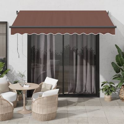 vidaXL Toldo retráctil automático con LEDs marrón 350x250 cm