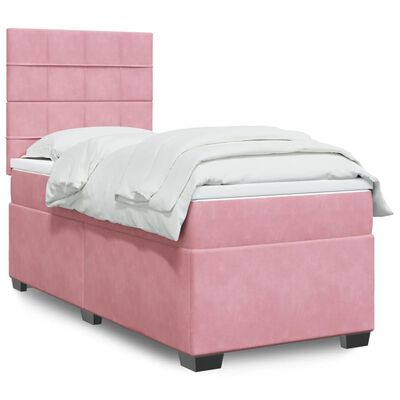 vidaXL Cama box spring con colchón terciopelo rosa 80x200 cm