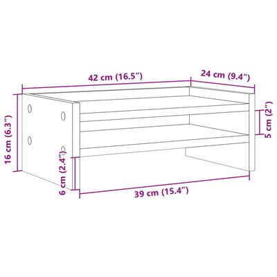 vidaXL Soporte de pantalla madera ingeniería marrón roble 42x24x16 cm