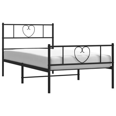 vidaXL Estructura cama sin colchón con estribo metal negro 90x190 cm