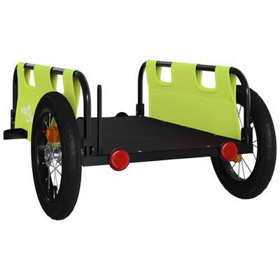 vidaXL Remolque para bicicletas hierro y tela Oxford verde