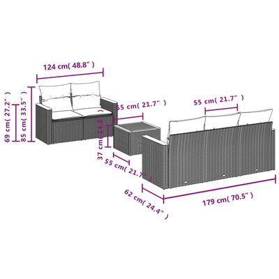 vidaXL Set de sofás de jardín 6 piezas y cojines ratán sintético negro