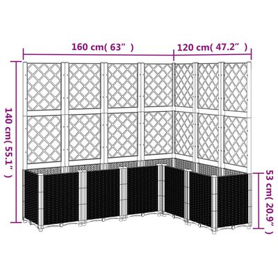 vidaXL Jardinera con enrejado PP gris claro 160x120x140 cm