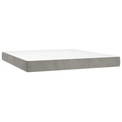 vidaXL Cama box spring con colchón terciopelo gris claro 160x200 cm