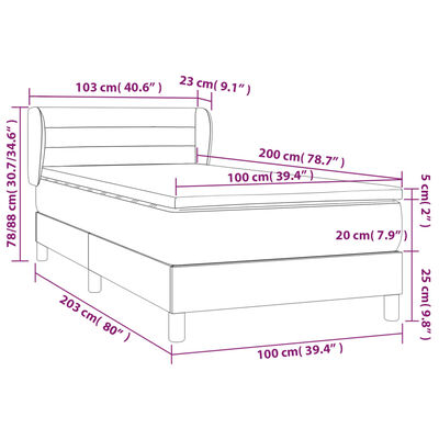 vidaXL Cama box spring con colchón terciopelo negro 100x200 cm