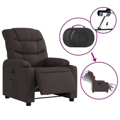 vidaXL Sillón reclinable eléctrico tela marrón oscuro