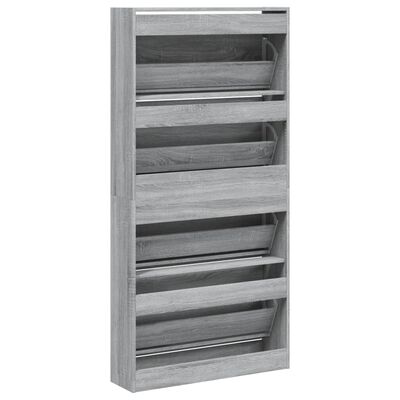 vidaXL Mueble zapatero 4 cajones abatibles gris Sonoma 80x21x163,5 cm