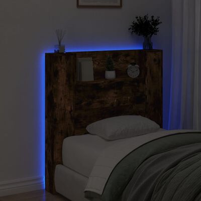 vidaXL Cabecero de cama con luz LED roble ahumado 100x16,5x103,5 cm