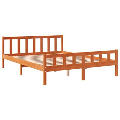 vidaXL Cama sin colchón madera maciza pino marrón cera 150x200 cm