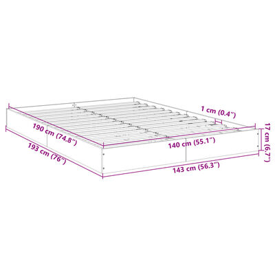 vidaXL Estructura de cama sin colchón madera roble ahumado 140x190 cm