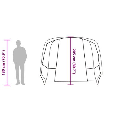 vidaXL Tienda de camping con túnel 4 personas impermeable gris naranja