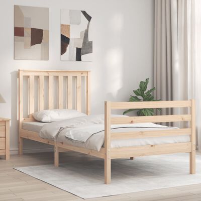 vidaXL Estructura de cama con cabecero madera maciza