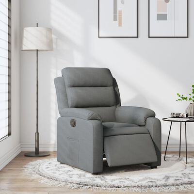 vidaXL Sillón reclinable eléctrico de tela gris oscuro