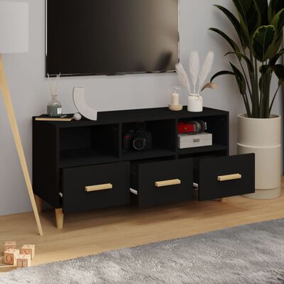 vidaXL Mueble de TV madera contrachapada negro 102x36x50 cm