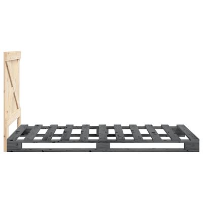 vidaXL Estructura de cama con cabecero madera de pino gris 90x200 cm