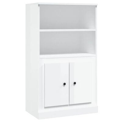 vidaXL Aparador de madera contrachapada blanco brillo 60x35,5x103,5 cm