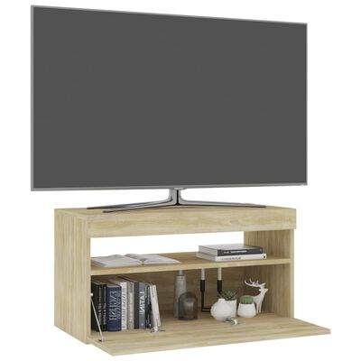 vidaXL Mueble de TV con luces LED roble Sonoma 75x35x40 cm