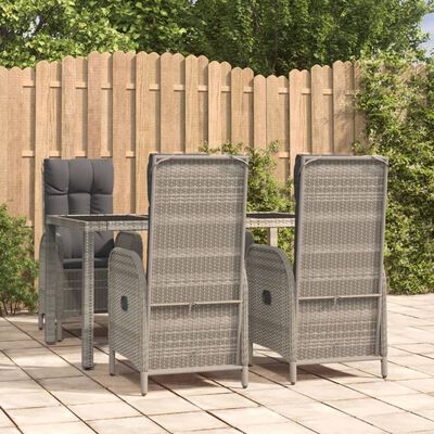 vidaXL Set comedor de jardín 5 piezas con cojines ratán sintético gris