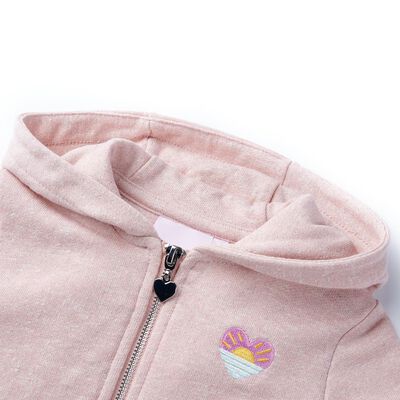 Sudadera infantil con capucha y cremallera rosa claro mezcla 104