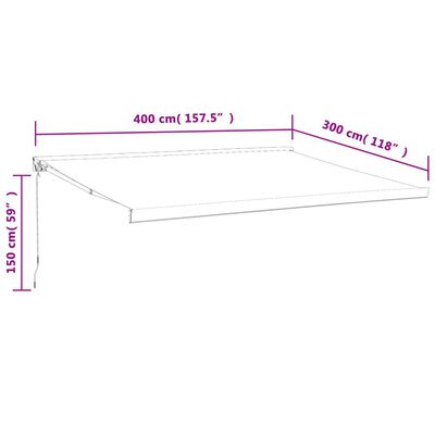 vidaXL Toldo retráctil aluminio y tela amarillo y blanco 4x3 m