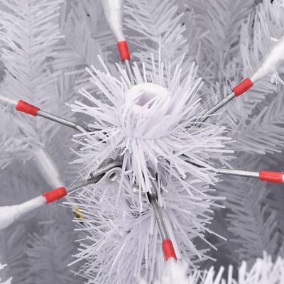 vidaXL Árbol de Navidad artificial con bisagras y soporte blanco 210cm