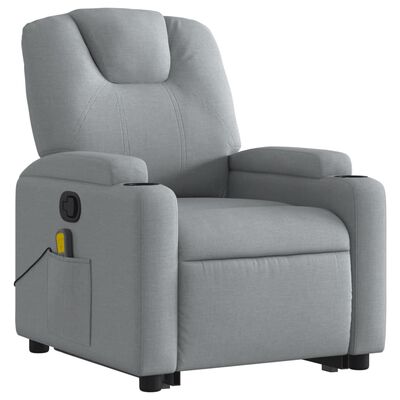 vidaXL Sillón de masaje reclinable de pie de tela gris claro