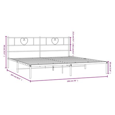 vidaXL Estructura cama sin colchón con cabecero metal negro 193x203 cm