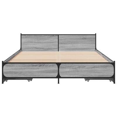 vidaXL Cama con cajones madera ingeniería gris Sonoma 160x200 cm