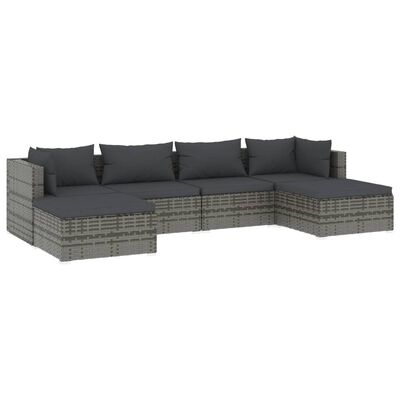 vidaXL Set de muebles de jardín 6 pzas y cojines ratán sintético gris