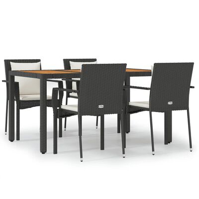 vidaXL Set de muebles jardín 5 pzas con cojines ratán sintético negro