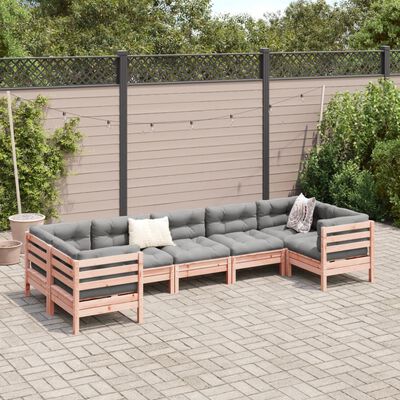 vidaXL Set de sofás jardín 7 pzas con cojines madera abeto Douglas