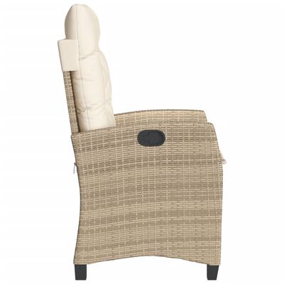 vidaXL Silla de jardín reclinable con cojines ratán sintético beige