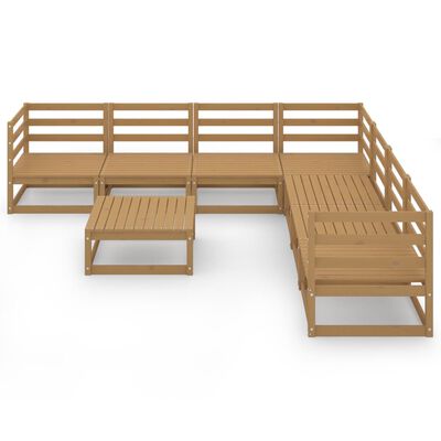 vidaXL Muebles de jardín 8 piezas marrón miel madera maciza de pino