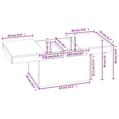 vidaXL Mesa de centro madera de ingeniería roble ahumado 80x55x40 cm