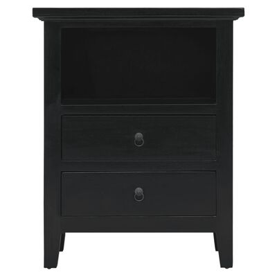 vidaXL Mesita de noche madera maciza de caoba negro 60x30x75 cm