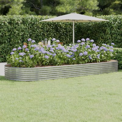 vidaXL Jardinera arriate acero recubrimiento polvo plata 373x140x36 cm