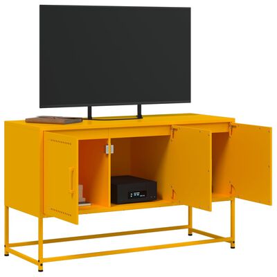 vidaXL Mueble para TV de acero amarillo mostaza 100,5x39x60,5 cm